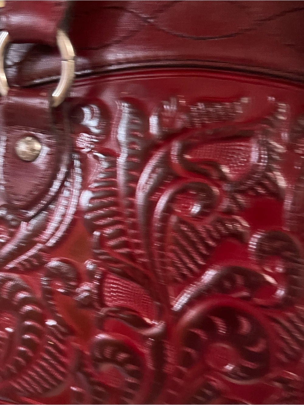 Patricia Nash Burgundy Tooled Plum Leather Shoulder Bag - Picture 5 of 11
